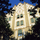 The Post Office Savings Bank Facade in Art Nouveau Style  Budapest  Hungary  Europe