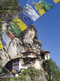 Taktshang Goemba (Tiger's Nest Monastery) and Prayer Flags  Paro Valley  Bhutan  Asia