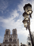 Notre Dame Cathedral and Lamp  Paris  France  Europe