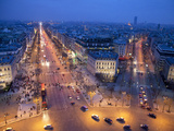 The Champs Elysees at Night from the Arc De Triomphe  Paris  France  Europe