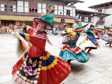 Monks Performing Traditional Black Hat Dance at the Wangdue Phodrang Tsechu  Wangdue Phodrang Dzong