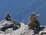 Traditional Inushuk Cairns at the Peak of Whistler Mountain  Whistler  British Columbia  Canada  No