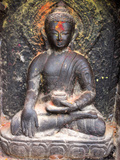 Small Shrine with Blessing of Colourful Paint and Offerings of Food  Swayambhunath (The Monkey Temp