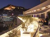 Rooftop Terrace Bar at the Athens Hilton with Lykavittos Hill Illuminated at Night  Athens  Greece 