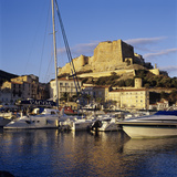 View over the Marina to Citadel and Haute Ville  Bonifacio  South Coast  Corsica  France  Mediterra