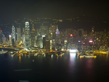 High View of the Hong Kong Island Skyline and Victoria Harbour at Night  Hong Kong  China  Asia