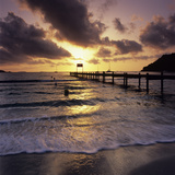 Pier at Sunrise  Plage De Santa Giulia  South East Corsica  Corsica  France  Mediterranean  Europe