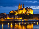 Castle of Meissen at Night Above the River Elbe  Saxony  Germany  Europe