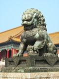 Bronzed Lion Guards Gate of Heavenly Purity  Forbidden City  UNESCO Site  Beijing  China  Asia