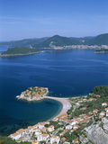 View over the Island and Bay  Sveti Stefan  the Budva Riviera  Montenegro  Europe