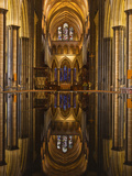 Looking across the Font and Down the Nave of Salisbury Cathedral  Wiltshire  England  United Kingdo