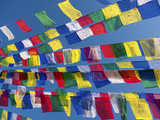 Colourful Prayer Flags Against Clear Blue Sky at Bodhnath Stupa (Boudhanth) (Boudha)  One of the Ho