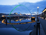 Gateshead Millennium Bridge  the Sage and Tyne Bridge at Dusk  Spanning the River Tyne Between Newc