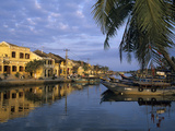 View of Old Town and Fishing Boats Along Thu Bon River  Hoi An  UNESCO World Heritage Site  South C