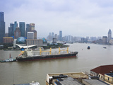 Large Transport Ship and Tug on the Huangpu River That Runs Through Shanghai  China  Asia