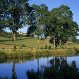 View over the Burgundy Canal to the Chateau  Chateauneuf  Burgundy  France  Europe