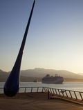 The Raindrop Sculpture and Cruise Ship in Early Morning  Waterfront Near the Convention Centre and 