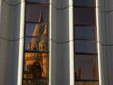 Fishermen's Bastion (Halaszbastya) Reflected in Windows of Hilton Hotel  Buda  Budapest  Hungary  E