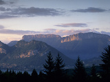 Sunset over Mountains Above Lake Annecy  Lake Annecy  Rhone Alpes  France  Europe