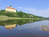 Castle Hirschstein Reflected in the River Elbe  Saxony  Germany  Europe