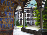 Arcade Murals Depicting Religious Figures  Church of the Nativity  Rila Monastery  UNESCO World Her