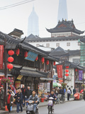 Pedestrians and Traffic on Shanghai Old Street  Remnant of a Bygone Age  Fuxing  Shanghai  China  A