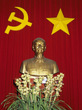 Bust of Ho Chi Minh and Vietnamese Socialist Flag  Vietnam  Indochina  Southeast Asia  Asia