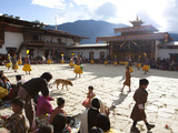 Masked Dance in the Main Courtyard of the Gangte Goemba During the Gangtey Tsechu  Gangte  Phobjikh