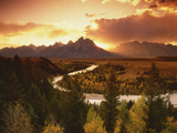 Teton Range at Sunset  Grand Teton National Park  Wyoming  USA