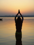 Worship Ceremony at Night by Ganges River  Varanasi  India