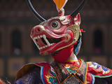 Mask Dance Performance at Tshechu Festival  Thimphu Dzong  Bhutan
