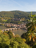 View of the Alte Brucke (Old Bridge)  Neckar River Heidelberg Castle and Old Town from the Philosop