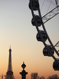 Ferry Wheel in Place De La Concorde with Eiffel Tower in the Background Near Sunset  Paris  France