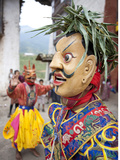 Monk Wearing Wooden Mask During Traditional Performance  Wangdue Phodrang Tsechu  Wangdue Phodrang 