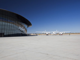 Virgin Galactic's White Knight 2 with Spaceship 2 on the Runway at the Virgin Galactic Gateway Spac