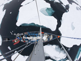 Sv Arctica Picking its Way Through Sea Ice in Hinlopen Strait  Nordaustlandet  Svalbard  Norway