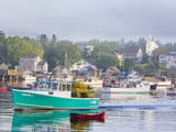 Boats in Morning Fog Corea  Maine  Usa