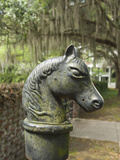 Antique Horse Head Carriage Hitch and Oak Trees in Spanish Moss  Beaufort  South Carolina  Usa