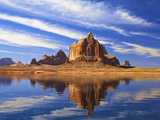 Mesas and Buttes Reflect into Lake Powell in Utah  Usa