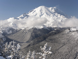 Snow-Covered Mt Rainier and White River  Viewed from Crystal Mountain  Washington  Usa