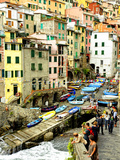 Fishing Boats Line the Launch Site in the Village of Riomaggiore  Cinque Terre  Tuscany  Italy