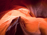 Sunlight Filters Down Carved Red Sandstone Walls of Lower Antelope Canyon  Page  Arizona  Usa