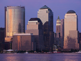 Setting Sun Reflects Off Building Windows on Manhattan Skyline  New York City  New York  Usa