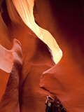 Tourists Take Snapshots Inside Red Sandstone Walls of Lower Antelope Canyon  Page  Arizona  Usa