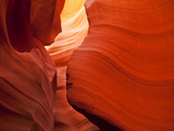 Sunlight Filters Down Carved Red Sandstone Walls of Lower Antelope Canyon  Page  Arizona  Usa