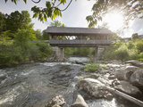 Packard Hill Covered Bridge across Mascoma River on Spring Evening  Lebanon  New Hampshire  Usa