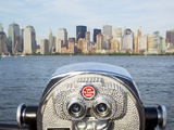 Coin Operated Binoculars Pointed at Manhattan Skyline  Hudson River  Jersey City  New Jersey  Usa
