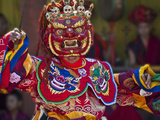 Mask Dance Performance at Tshechu Festival  Punakha Dzong  Punakha  Bhutan