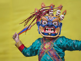 Mask Dance Performance at Tshechu Festival  Bumthang  Bhutan