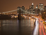 Brooklyn Bridge and Parkway  East River with Lower Manhattan Skyline  Brooklyn  New York  Usa